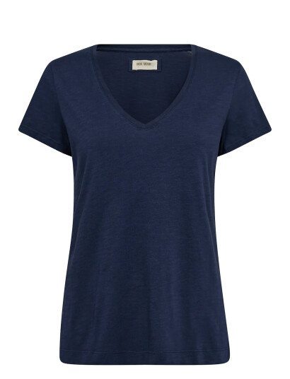 MOS MOSH Mmarden Organic V-Ss Tee - Navy - XS