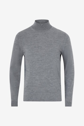 Calvin Klein Genser Merino RWS Mock Neck Sweater Grå