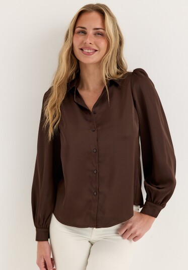 Bubbleroom Puff Sleeve Satin Shirt