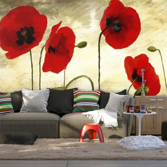 Veggmaleri Painted Poppy 200x154 - Artgeist sp. z o. o.