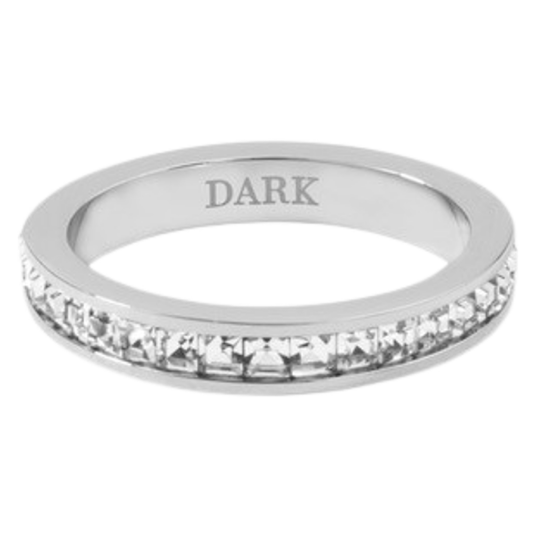 DARK Crystal Ring Broad Silver Size 2