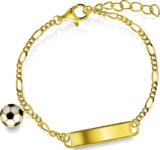 Prins & Prinsesse Armbånd til barn i forgylt 925 sølv og fotball Prins & Prinsesse Armbånd til barn i forgylt 925 sølv og fotball