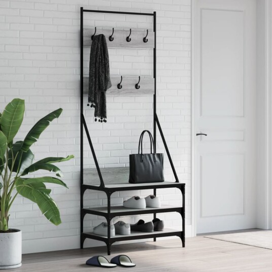 Klesstativ med skooppbevaring grå sonoma 70x40x184 cm 8721012196278