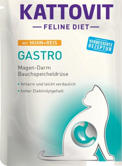 Kattovit Våtfôr Feline Gastro Porsjonspose & Ris Kylling 24 X 85 G