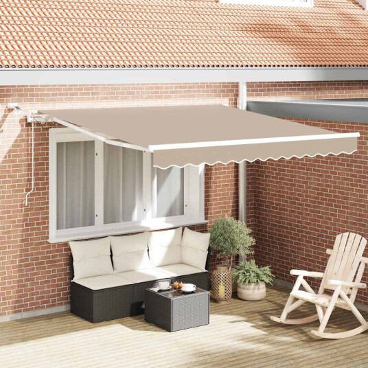 Innvendbar Markise Beige 350 x 250 cm Polyester og Metall