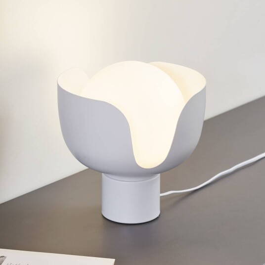 Lindby Fiora bordlampe beige glass metall Ø 20 cm