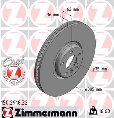 Bremseskive ZIMMERMANN 150.2918.32