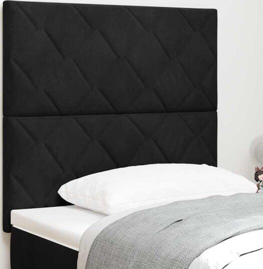 Sengegavl med Diamond Blocks i svart velour 90 cm