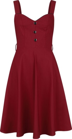 Voodoo Vixen Rockabilly Middellang kjole Heart Nuckle Flare Dress XS til 4XL Damer rød