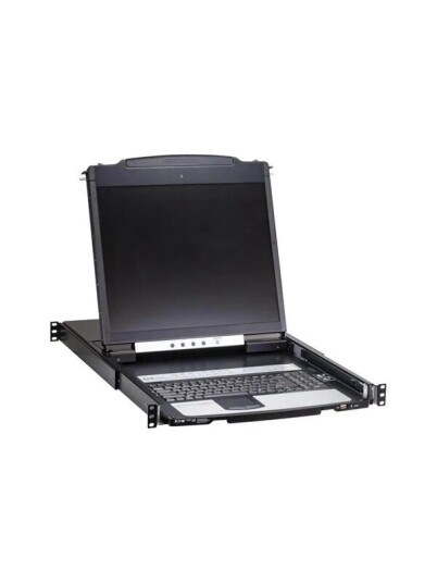 19" Eaton 16 Port Cat5 KVM over IP Switch   Virtual Media 19 in. LCD 1 Remote/1 Local User 1U Rack Mount TAA