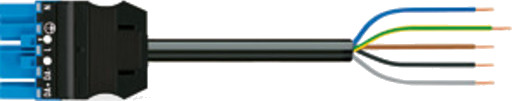 Tilkoblingskabel Dca Hann/løs 5-polet Kode I H05Z1Z1-F 5G2.5mm² 6m blå Tilkoblingskabel Dca Hann/løs 5-polet Kode I H05Z1Z1-F 5G2.5mm² 6m blå
