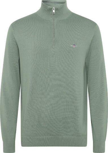 Gant Cotton Half Zip Sweater Green M