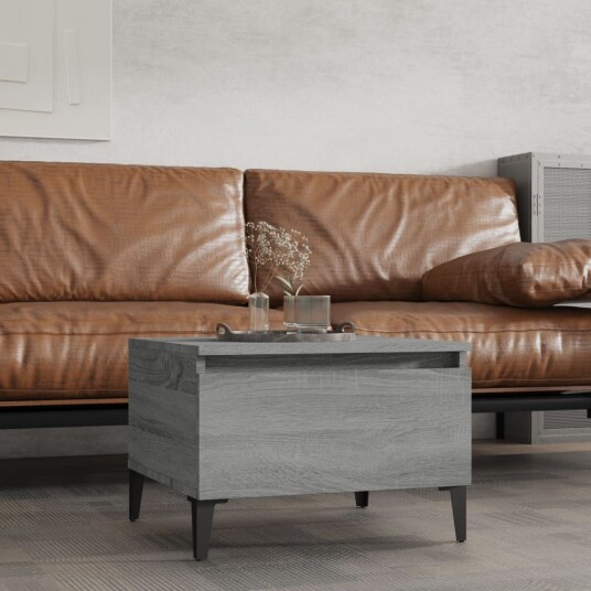  Sidebord grå sonoma 50x46x35 cm konstruert tre 8720845668730