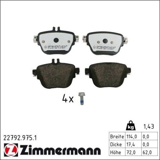 Bremseklosser ZIMMERMANN 22792.975.1