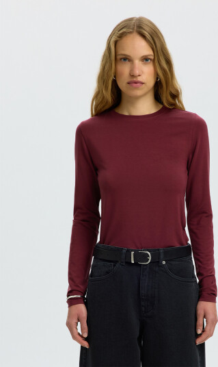 Selected Femme Manja Long Sleeve O-Neck Burgunder M