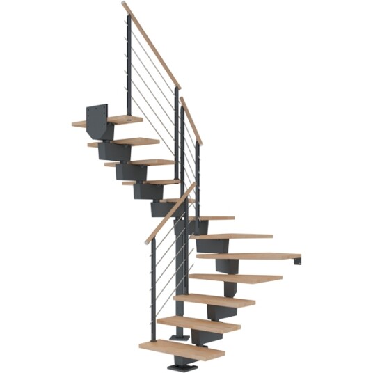 Dolle Dubai U trapp Antracit 7016 design oljeret Bøk 90 13   Loddret Høyde 238 294cm