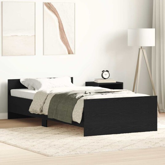 Sengeramme uten madrass svart eik 90x190 cm konstruert tre