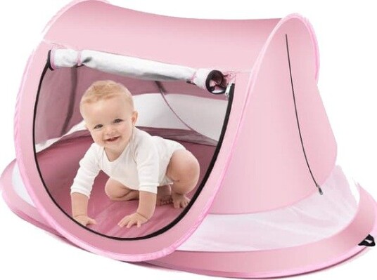 Ukjent merke strandtelt Baby Pop Up strandtelt med UV beskyttelse 50+ Vanntett Sammenleggbart Rosa