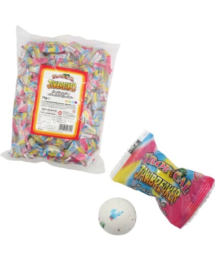1 kg Zed Jawbreaker med Tropisk Smak og Kjerne av Tyggegummi   Singelpakket
