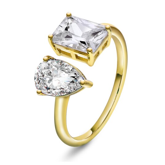 Pan Jewelry Ring i 925 forgylt sølv med hvitzirkonia størrelse 58