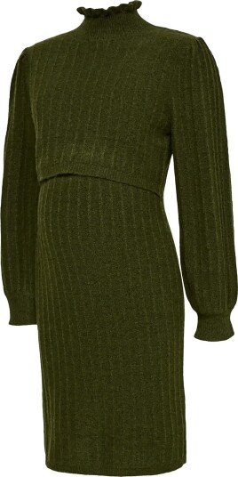 Mamalicious Mlallison June L/S Knit Abk Dress 2F   Khaki green   L