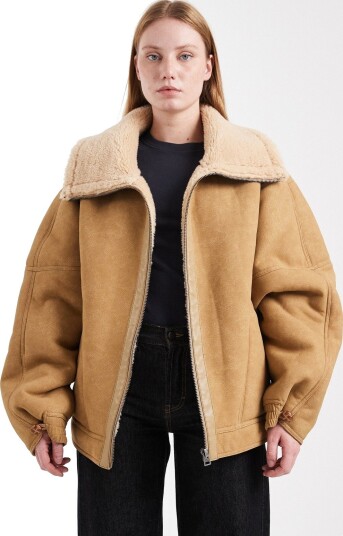 Topshop Tulla Ovoid Shearking Jacket Brun S