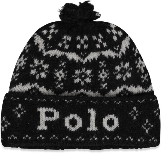 Polo Ralph Lauren Wool Logo Holiday Hat   BLACK   One Size