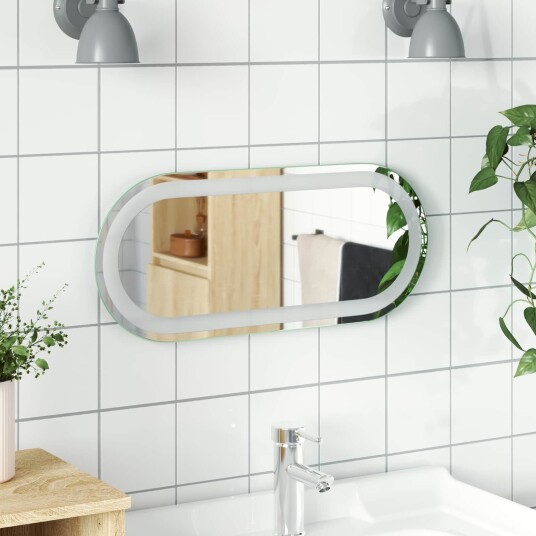 vidaXL LED Badevindu med speil Gjennomsiktig 60 x 25 cm herdet glass