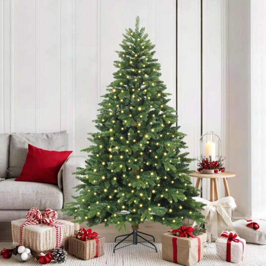  Kunstig juletre med 300 LED med stativ grønn 180 cm PE og PVC