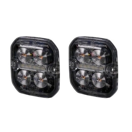 Varsellys / Posisjonslys PURELUX Strobe Ultra Slim Square   Oransje/Rød / 12/24V / 8W / 60 mm 2 stk