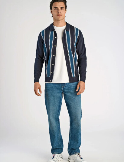Lindbergh ?Knitted Polo Cardigan L/S - Navy - L Lindbergh ?Knitted Polo Cardigan L/S - Navy - L