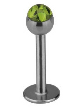 Labret med Glitrende Grønne Stener Strl 1.2 x 8 mm med 4 mm kule