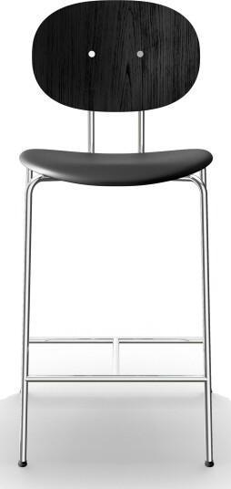 Sibast Furniture Piet Hein Barkrakk Krom Sort Eik og Sort Lær