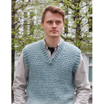 Blue River Slipover by DROPS Design Vest Strikkeoppskrift str S XXXL
