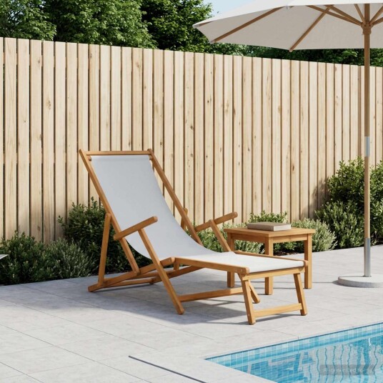 vidaXL Sammenleggbar solstol 3 Posisjon Solid Eucalyptus Tre Krem