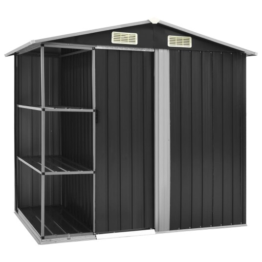 vidaXL Hageskur med hylle antrasitt 205x130x183 cm jern vidaXL Hageskur med hylle antrasitt 205x130x183 cm jern