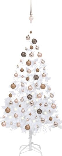 vidaXL Kunstig juletre med LED og kulesett 120 cm PVC hvit vidaXL Kunstig juletre med LED og kulesett 120 cm PVC hvit