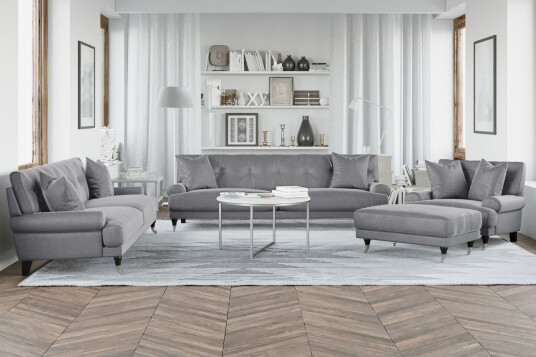 Loveseat Webber Fløyel Sølvgrå|Krom