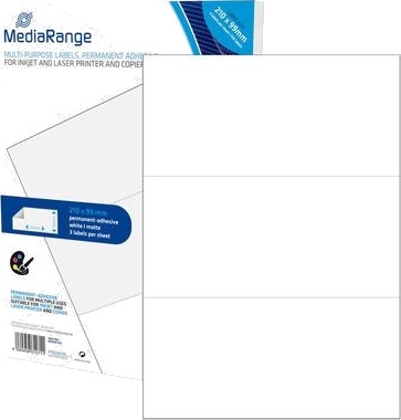 Mediarange Mrink142 Hvit Permanent 210 X 99 A4 Matte Laser/Blekkskriver