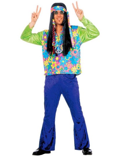 Flower Power Mann Kostyme Strl L Flower Power Mann Kostyme Strl L