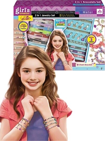 Girls Creator 2-i-1 Smykkesett med utstyr til 11 armbånd