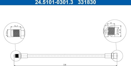 ATE 24.5101 0301.3 Bremseslange