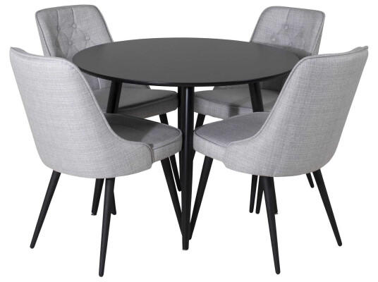 Venture Design Plaza & Velvet spisegruppe Svart/grå 4 st stoler & bord 100 cm