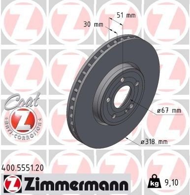 ZIMMERMANN 400.5551.20 Bremseskive ZIMMERMANN 400.5551.20 Bremseskive
