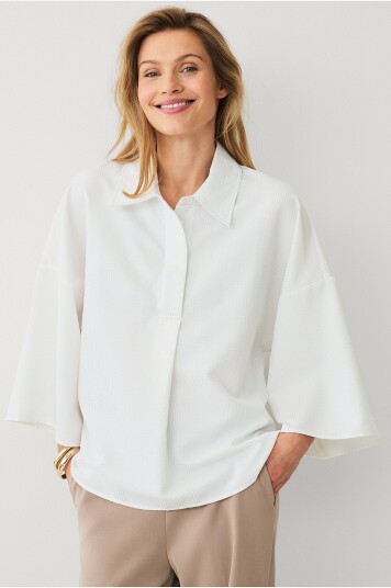Ellos Collection Oversize bluse med struktur Hvit