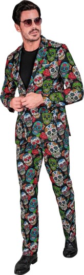 UV Glow Dia De Los Muertos Kostymedress til Mann UV Glow Dia De Los Muertos Kostymedress til Mann