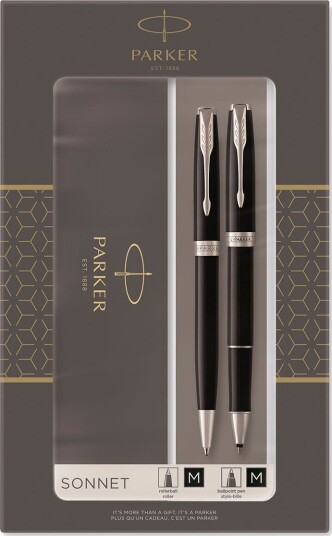 Parker CT Kulepenn + Rollerball Gavesett Svart Sølv