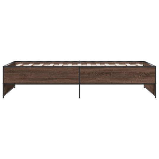 Sengeramme brun eik 100x200 cm konstruert tre og metall 8721012987661