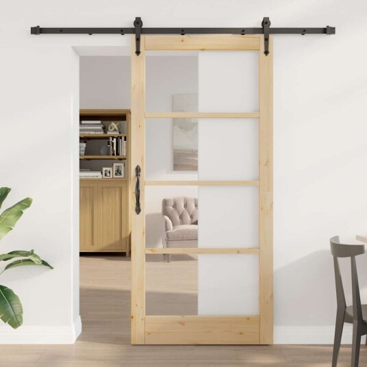vidaXL Skyvedør med Tilbehørsett 93x202 cm Solid Furu