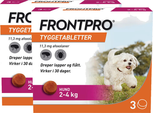 Frontpro 11 Mg Tyggetabletter Til Hund 2 X 3 Stk. Frontpro 11 Mg Tyggetabletter Til Hund 2 X 3 Stk.